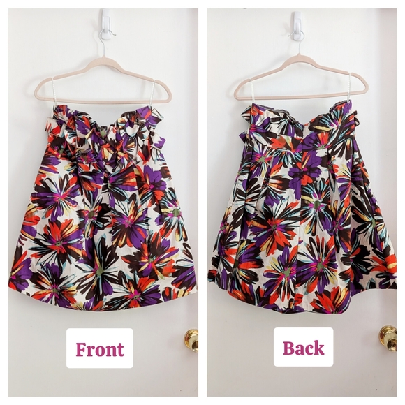 Strapless Pleated A- Line Unique Summer Celebration Mini Dress with pockets Sz M - Picture 6 of 8